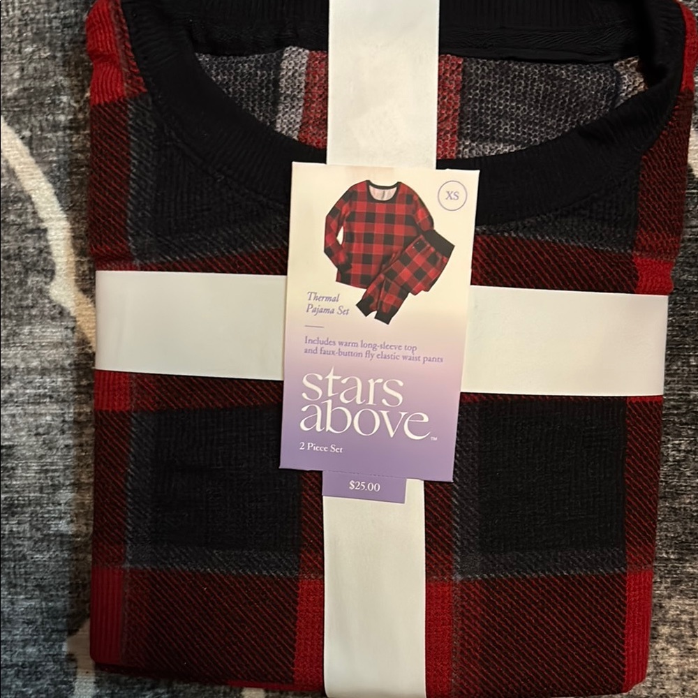 NWT Stars above 2 piece Thermal plaid pj set